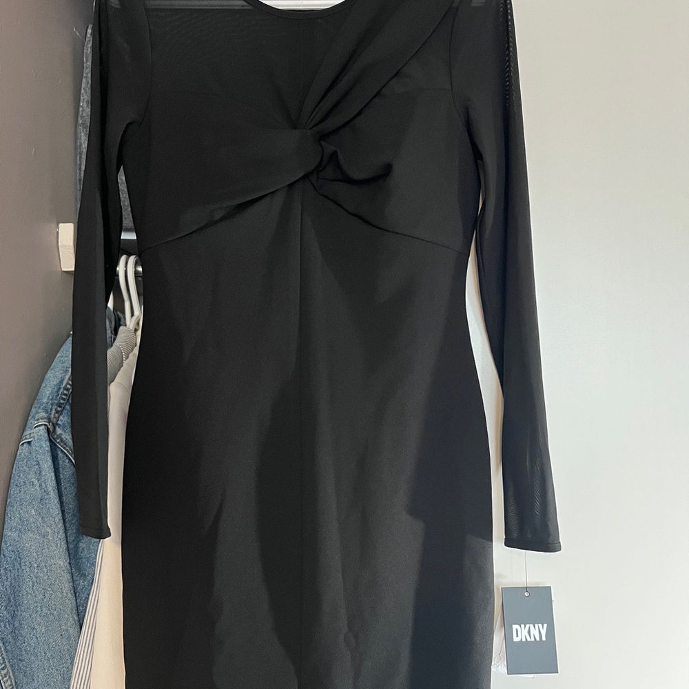 DKNY Black Long Sleeve Twist Dress - Picture 4 of 11